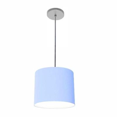 Lustre Luminária Pendente Vivare Free Lux Pe-4105cz Cúpula Em Tecido 20x22cm Azul-bebê Canopla Cinza E Fio Cristal