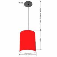 Lustre Luminária Pendente Vivare Free Lux Pe-4104pr Cúpula Em Tecido 15x25cm Vermelho Canopla Preta E Fio Preto - 2