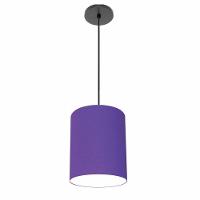 Lustre Luminária Pendente Vivare Free Lux Pe-4104pr Cúpula Em Tecido 15x25cm Roxo Canopla Preta E Fio Preto - 1