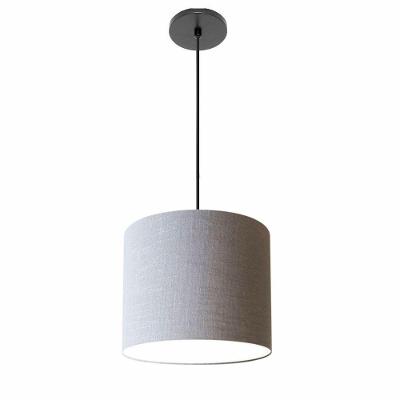 Lustre Luminária Pendente Vivare Free Lux Pe-4105pr Cúpula Em Tecido 20x22cm Rustico-cinza Canopla Preta E Fio Preto