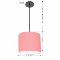 Lustre Luminária Pendente Vivare Free Lux Pe-4105pr Cúpula Em Tecido 20x22cm Rosa-tela Canopla Preta E Fio Preto - 2