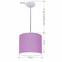 Lustre Luminária Pendente Vivare Free Lux Pe-4105br Cúpula Em Tecido 20x22cm Lilás Canopla Branca E Fio Cristal - 2