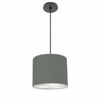 Lustre Luminária Pendente Vivare Free Lux Pe-4106pr Cúpula Em Tecido 20x25cm Cinza-escuro Canopla Preta E Fio Preto - 1