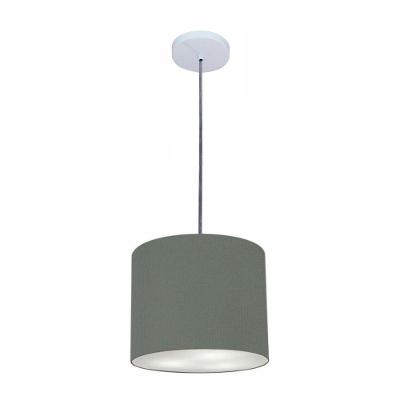 Lustre Luminária Pendente Vivare Free Lux Pe-4106br Cúpula Em Tecido 20x25cm Cinza-escuro Canopla Branca E Fio Cristal