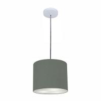 Lustre Luminária Pendente Vivare Free Lux Pe-4106br Cúpula Em Tecido 20x25cm Cinza-escuro Canopla Branca E Fio Cristal - 1