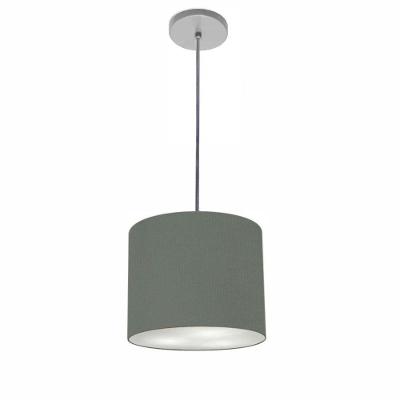 Lustre Luminária Pendente Vivare Free Lux Pe-4106cz Cúpula Em Tecido 20x25cm Cinza-escuro Canopla Cinza E Fio Cristal
