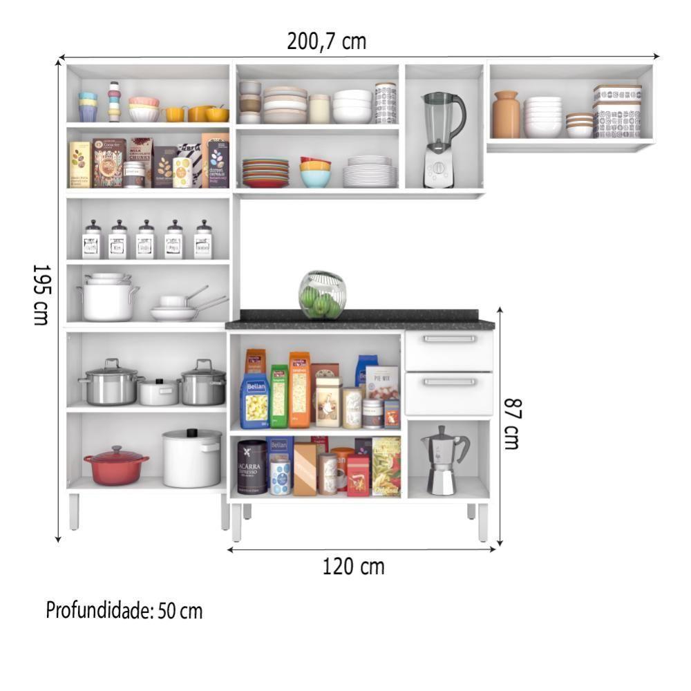 Armário Cozinha Completa Itatiaia Tarsila De Aço 13 Portas 2 Gavetas Branco Branco - 4