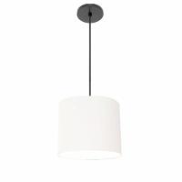 Lustre Luminária Pendente Vivare Free Lux Pe-4106pr Cúpula Em Tecido 20x25cm Branca Canopla Preta E Fio Preto - 1