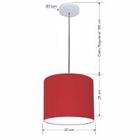 Lustre Luminária Pendente Vivare Free Lux Pe-4106br Cúpula Em Tecido 20x25cm Bordo Canopla Branca E Fio Cristal - 2