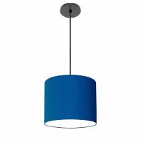 Lustre Luminária Pendente Vivare Free Lux Pe-4106pr Cúpula Em Tecido 20x25cm Azul-marinho Canopla Preta E Fio Preto - 1
