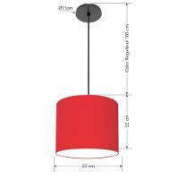 Lustre Luminária Pendente Vivare Free Lux Pe-4105pr Cúpula Em Tecido 20x22cm Vermelho Canopla Preta E Fio Preto - 2