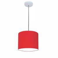 Lustre Luminária Pendente Vivare Free Lux Pe-4105br Cúpula Em Tecido 20x22cm Vermelho Canopla Branca E Fio Cristal - 1