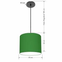 Lustre Luminária Pendente Vivare Free Lux Pe-4105pr Cúpula Em Tecido 20x22cm Verde-folha Canopla Preta E Fio Preto - 2