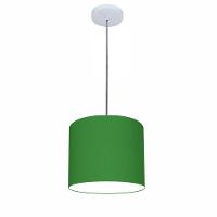 Lustre Luminária Pendente Vivare Free Lux Pe-4105br Cúpula Em Tecido 20x22cm Verde-folha Canopla Branca E Fio Cristal - 1
