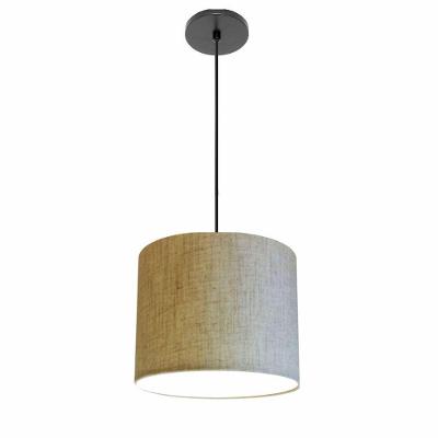 Lustre Luminária Pendente Vivare Free Lux Pe-4106pr Cúpula Em Tecido 20x25cm Rustico-bege Canopla Preta E Fio Preto