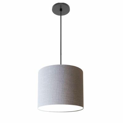 Lustre Luminária Pendente Vivare Free Lux Pe-4106pr Cúpula Em Tecido 20x25cm Rustico-cinza Canopla Preta E Fio Preto