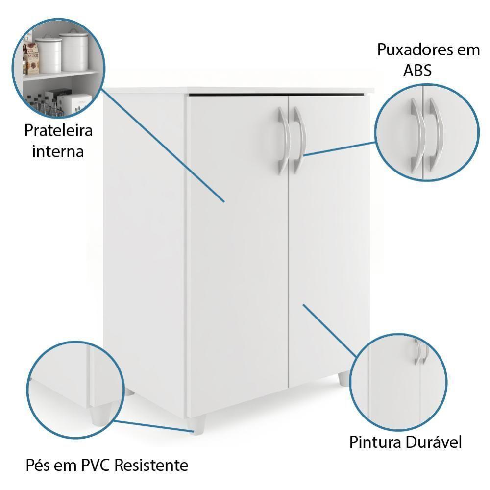 Armário Balcão De Cozinha Multiuso 2 Portas Denver Branco Branco - 3