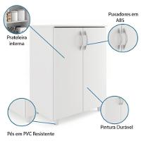 Armário Balcão De Cozinha Multiuso 2 Portas Denver Branco Branco - 3