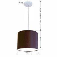 Lustre Luminária Pendente Vivare Free Lux Pe-4106br Cúpula Em Tecido 20x25cm Café Canopla Branca E Fio Cristal - 2