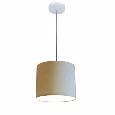 Lustre Luminária Pendente Vivare Free Lux Pe-4106br Cúpula Em Tecido 20x25cm Algodão-crú Canopla Branca E Fio Cristal