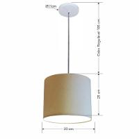 Lustre Luminária Pendente Vivare Free Lux Pe-4106br Cúpula Em Tecido 20x25cm Algodão-crú Canopla Branca E Fio Cristal - 2