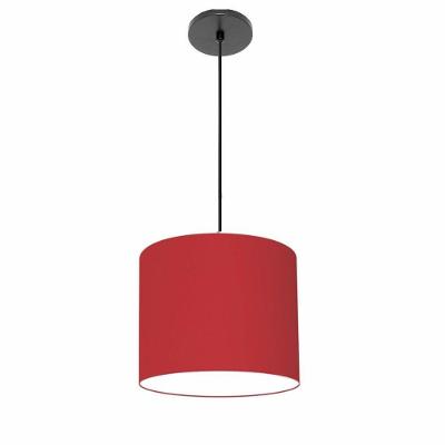 Lustre Luminária Pendente Vivare Free Lux Pe-4107pr Cúpula Em Tecido 25x20cm Bordo Canopla Preta E Fio Preto