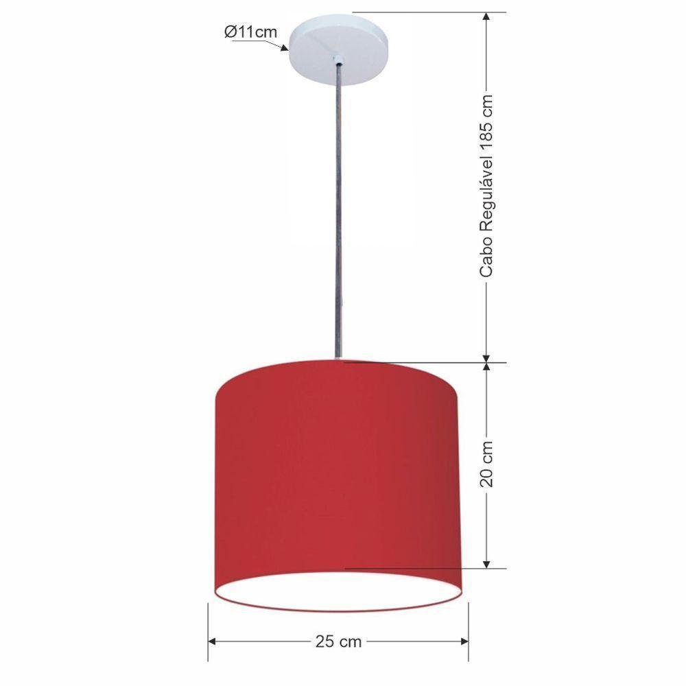 Lustre Luminária Pendente Vivare Free Lux Pe-4107br Cúpula Em Tecido 25x20cm Bordo Canopla Branca E Fio Cristal - 2