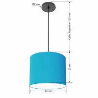 Lustre Luminária Pendente Vivare Free Lux Pe-4107pr Cúpula Em Tecido 25x20cm Azul-turquesa Canopla Preta E Fio Preto - 2