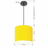 Lustre Luminária Pendente Vivare Free Lux Pe-4107pr Cúpula Em Tecido 25x20cm Amarelo Canopla Preta E Fio Preto - 2