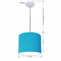 Lustre Luminária Pendente Vivare Free Lux Pe-4107br Cúpula Em Tecido 25x20cm Azul-turquesa Canopla Branca E Fio Cristal - 2