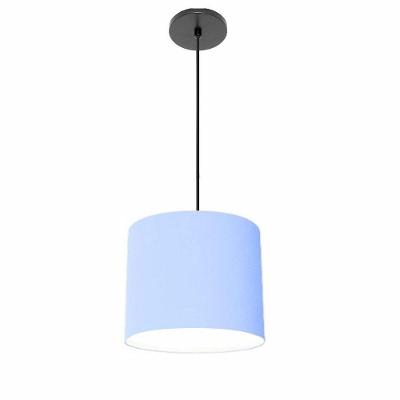 Lustre Luminária Pendente Vivare Free Lux Pe-4107pr Cúpula Em Tecido 25x20cm Azul-bebê Canopla Preta E Fio Preto