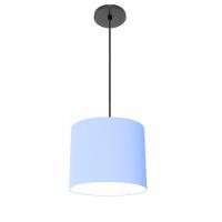 Lustre Luminária Pendente Vivare Free Lux Pe-4107pr Cúpula Em Tecido 25x20cm Azul-bebê Canopla Preta E Fio Preto - 1