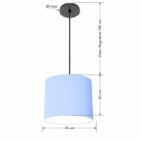 Lustre Luminária Pendente Vivare Free Lux Pe-4107pr Cúpula Em Tecido 25x20cm Azul-bebê Canopla Preta E Fio Preto - 2