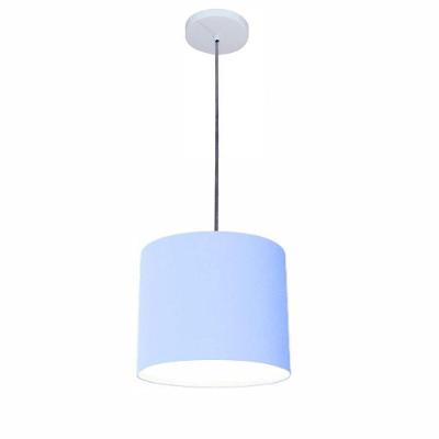 Lustre Luminária Pendente Vivare Free Lux Pe-4107br Cúpula Em Tecido 25x20cm Azul-bebê Canopla Branca E Fio Cristal