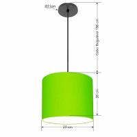 Lustre Luminária Pendente Vivare Free Lux Pe-4106pr Cúpula Em Tecido 20x25cm Verde-limão Canopla Preta E Fio Preto - 2