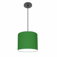 Lustre Luminária Pendente Vivare Free Lux Pe-4106pr Cúpula Em Tecido 20x25cm Verde-folha Canopla Preta E Fio Preto - 1
