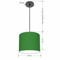 Lustre Luminária Pendente Vivare Free Lux Pe-4106pr Cúpula Em Tecido 20x25cm Verde-folha Canopla Preta E Fio Preto - 2