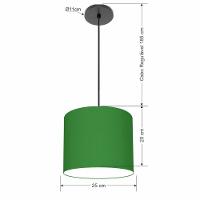 Lustre Luminária Pendente Vivare Free Lux Pe-4107pr Cúpula Em Tecido 25x20cm Verde-folha Canopla Preta E Fio Preto - 2