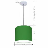 Lustre Luminária Pendente Vivare Free Lux Pe-4107br Cúpula Em Tecido 25x20cm Verde-folha Canopla Branca E Fio Cristal - 2