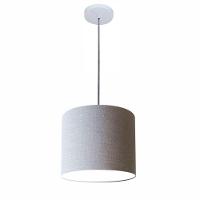 Lustre Luminária Pendente Vivare Free Lux Pe-4107br Cúpula Em Tecido 25x20cm Rustico-cinza Canopla Branca E Fio Cristal - 1