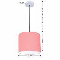 Lustre Luminária Pendente Vivare Free Lux Pe-4107br Cúpula Em Tecido 25x20cm Rosa-tela Canopla Branca E Fio Cristal - 2