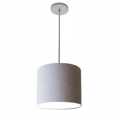 Lustre Luminária Pendente Vivare Free Lux Pe-4107cz Cúpula Em Tecido 25x20cm Rustico-cinza Canopla Cinza E Fio Cristal