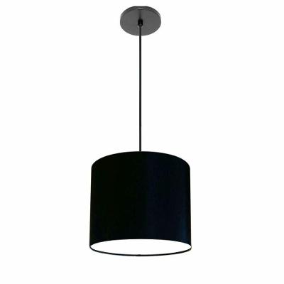 Lustre Luminária Pendente Vivare Free Lux Pe-4107pr Cúpula Em Tecido 25x20cm Preta Canopla Preta E Fio Preto