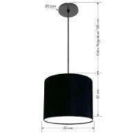 Lustre Luminária Pendente Vivare Free Lux Pe-4107pr Cúpula Em Tecido 25x20cm Preta Canopla Preta E Fio Preto - 2