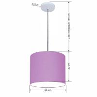 Lustre Luminária Pendente Vivare Free Lux Pe-4107br Cúpula Em Tecido 25x20cm Lilás Canopla Branca E Fio Cristal - 2