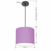 Lustre Luminária Pendente Vivare Free Lux Pe-4107pr Cúpula Em Tecido 25x20cm Lilás Canopla Preta E Fio Preto - 2