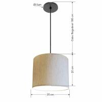 Lustre Luminária Pendente Vivare Free Lux Pe-4107pr Cúpula Em Tecido 25x20cm Linho Bege Canopla Preta E Fio Preto - 2
