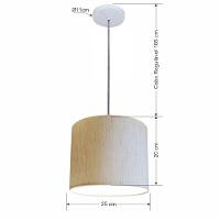 Lustre Luminária Pendente Vivare Free Lux Pe-4107br Cúpula Em Tecido 25x20cm Linho Bege Canopla Branca E Fio Cristal - 2