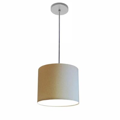 Lustre Luminária Pendente Vivare Free Lux Pe-4107cz Cúpula Em Tecido 25x20cm Algodão-crú Canopla Cinza E Fio Cristal