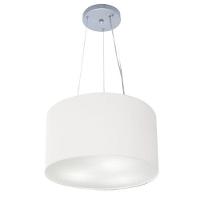 Lustre Luminária Pendente Cupula Em Tecido Md-39801 - Bivolt - Para 3-lâmpadas E27 - Lustres Vivare Branco 40x21cm - 1